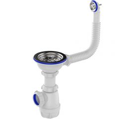 Сифон для мойки Aquant 3 1/2"х40 с мет.реш. с круглым переливом B0142-29-MR 