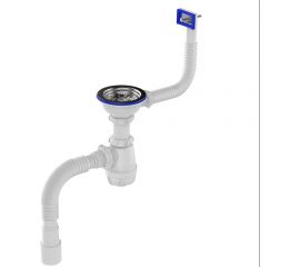 Сифон для мойки Aquant 3 1/2"х40 с металлической реш. с прямоугольным переливом с гофротрубой 40x40/50 B0148-20-MR 