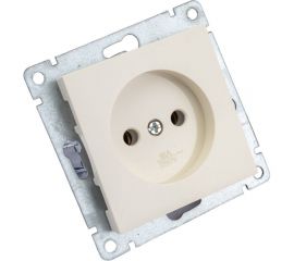 Одноместная розетка UNIVersal серия афина б/з, с/у, 16а, 220в, слоновая кость ivory еврослот A0022-I 