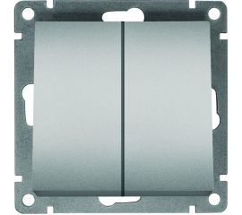 Двухклавишный выключатель UNIVersal серия афина, с/у, 10а, 220в, серебро еврослот A0023-S 
