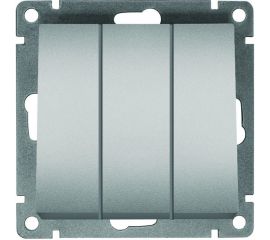 Трехклавишный выключатель UNIVersal серия афина, с/у, 10а, 220в, серебро еврослот A0043-S 