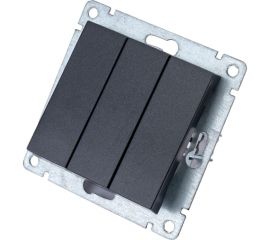 Трехклавишный выключатель UNIVersal серия афина, с/у, 10а, 220в, графит еврослот A0043-Gr 