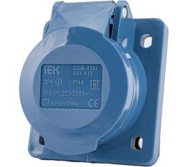 Кабельная розетка IEK, скрытая, 16А, 2Р+E, IР44, 250В, 413, ИЭК PSR41-016-3 