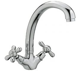 Смеситель для кухонной мойки Haiba латунь, с высоким поворотным изливом, хром HB4325 