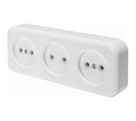 3-местная розетка STEKKER без заземления PST16-50-20 RA 16-344-Б, пластик АВС, 16А, IP20, белый 39699 