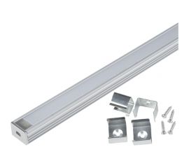 Накладной алюминиевый профиль Uniel с матовым рассеивателем, 200 см. 2 заглушки+4 крепежа в/к. UL-00005029 