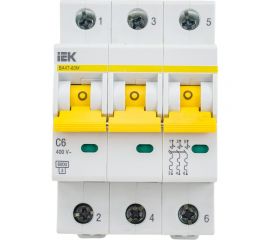 Автоматический выключатель IEK ВА47-60M 3Р 6А 6кА С MVA31-3-006-C 