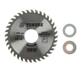 Диск пильный по дереву (125х32 мм; 36 зубьев; кольца 20/32, 16/32; стандартный рез) ТУНДРА 1032324 