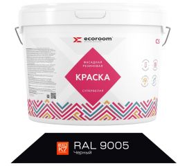 Фасадная резиновая краска ECOROOM RAL 9005 черный, 7 кг Е-Кр-3383/9005 