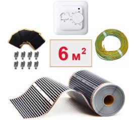 Плёночный электрический тёплый пол ТеплоСофт 6м.кв. с терморегулятором плёнка 6м.кв. 