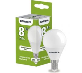 Светодиодная лампа GENERICA G45 шар 8Вт 230В 4000К E14 LL-G45-08-230-40-E14-G 