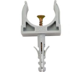 Крепеж-клипса с дюбелем и саморезом Промрукав серая, д25, 10 шт PR13.0309 