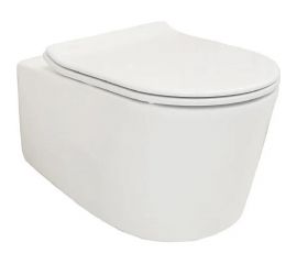Подвесной унитаз CREO RENNES 2.0 безободковый, с тонким сидением COMBO-RE1100R с RE1001T 