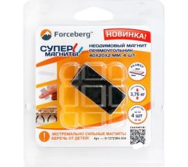 Неодимовый магнит-прямоугольник Forceberg 40x20x2 мм, 4 шт. 9-1272384-004 
