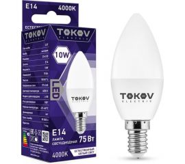 Светодиодная лампа TOKOV ELECTRIC 10Вт С37 4000К Е14 176-264В TKE-C37-E14-10-4K 