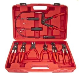 Набор щипцов для снятия и установки хомутов и шлангов ЭВРИКА 9пр., в кейсе ER-86942 