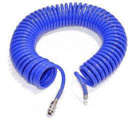 Шланг спиральный полиуретановый с быстроразъёмными соединениями 12x8 мм, 15 м PI TOOLS 6873 