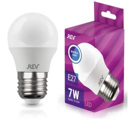 Светодиодная лампа LED G45 Е27 7W 560Лм, 4000K, холодный свет REV 32343 3 