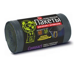 Пакеты для мусора с завязками OVER LAP 60 л, 10 шт в рулоне GRIFON 101-544 