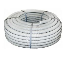 Гибкая гофрированная труба EKF ПВХ d16мм, тяжёлая, с протяжкой, 100м, цвет серый tg-z-16-t 