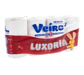 Бумага туалетная бытовая VEIRO Luxoria спайка 8 шт, 3-х слойная, белая 5с38 128029 