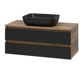 Подвесная тумба Brevita DAKOTA -100 2 ящ. (ДСП Дуб Гал. Черный кварц) DAK-09100-19/02-2Я 