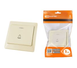 Кнопка для звонка TDM с подсветкой, слоновая кость Ильмень SQ1823-0108 