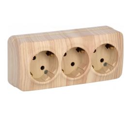 3-ая розетка IEK РС23-3-ХС с з/к о/у 16А GLORY сосна ERH31-K34-16 