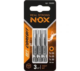 Набор бит (3 шт; Tx20, 25, 30; 50 мм; карта; E6.3) NOX 336009 