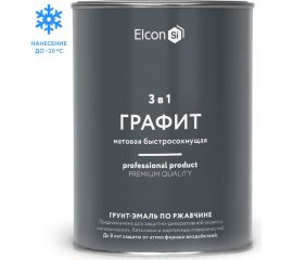 Быстросохнущая грунт-эмаль по ржавчине, металлу 3 в 1 Elcon графит, 0.8 кг 00-00463005 