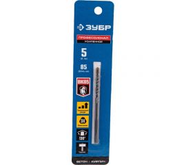 Сверло по бетону усиленное ЗУБР Профессионал 5х85 мм, 3-х гранный хвостовик 2916-085-05_z01 