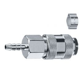 Переходник ЗУБР Профессионал штуцер елочка 6 мм - рапид муфта, с хомутом 64917-06 