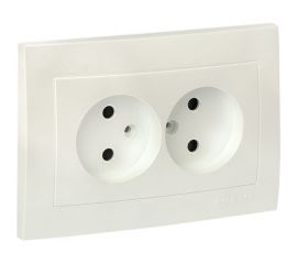 Лицевая панель 2-местной розетки EKF Валенсия без заземления 10А жемчуг с защитными шторками PROxima ESR10-L-102-50 
