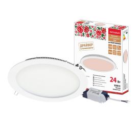 Светодиодный встраиваемый светильник TDM Даунлайт НАРОДНЫЙ СВО белый 24 Вт 3000К SQ0329-0097 