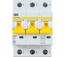 Автоматический выключатель IEK ВА47-60M 3Р 50А 6кА D MVA31-3-050-D 