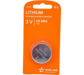 Батарейка Airline, CR2450 3V, для брелоков и сигнализаций, литиевая, 1 шт CR2450-01 
