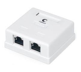 Компьютерная розетка Cabeus RJ-45(8P8C), категория 5e, экранированная, двойная, внешняя, Dual IDC WS-8P8C-Cat.5e-SH-2 