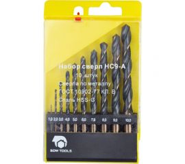 Набор сверл по металлу в пластиковой коробке (10 шт; 1-10 мм; шаг 1 мм; HSS-G) SDW TOOLS se00001 