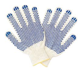 Трикотажные перчатки с ПВХ ПРОМПЕРЧАТКИ 5 нитей, 10 класс, белые, 10 пар ПП-27000/10 