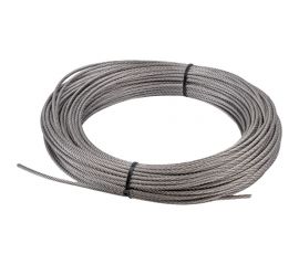 Нержавеющий трос KREPFIELD 4 мм, сталь А2, плетение 7x7, средней мягкости, 50 м 8379А2ТРОС4ММ-50 