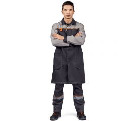 Мужской халат ТЕХНОСЭЙФ ДОН ЭК, темно-серый/серый/оранжевый, р.104-108/182-188 4687203159757 