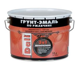 Молотковая грунт-эмаль по ржавчине 3 В 1 DALI Зеленая 10 Л 1 43774 