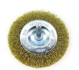 Щетка дисковая для дрели 75x7 мм, хв-к 6 мм, проволока гофр. латунир-я сталь 0.3 мм SIT 0889 