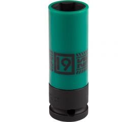 Головка торцевая ударная глубокая 19 мм, 1/2""DR, тонкостенная, пластиковая защита KING TONY 494519M 