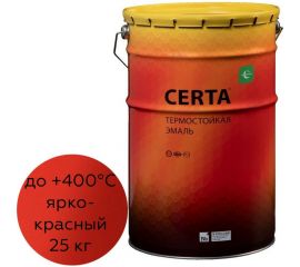 Термостойкая краска Certa для металла, печей, мангалов, радиаторов, дымоходов, суппортов, до 400 градусов, ярко-красный (~RAL 3020) 25 кг CST0003325 