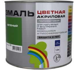 Универсальная цветная эмаль Радуга Colors ВД-АК 220 зеленый, 1,9 л 142933 