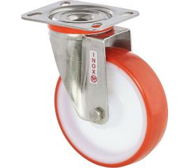 Колесо поворотное с кронштейном из нержавеющей стали (150 мм; 300 кг; термопластичный полиуретан/полиамид) Tellure rota 604411 