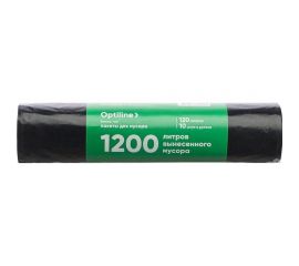 Пакеты для мусора ПВД 70x110 см, 30 мкм, 120 л, черные, в рулоне 10 шт. Optiline 23-0048 