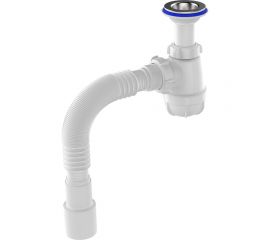 Сифон для умывальника 1 1/4"х40 с удлинённой горловиной с мет.реш. с г.т. 40x40/50 Aquant S2015-35-MR 