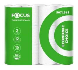 Туалетная бумага Focus Economic choice 2 слоя, 12 рулонов/уп, белая H-5071518 